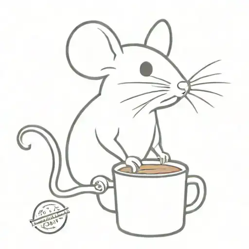 Little Cute Mouse Who Smile And Who Drink Coffe