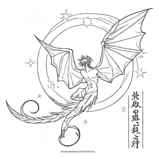 Falling Dragon Like Icarus And Text About Sun And Moon