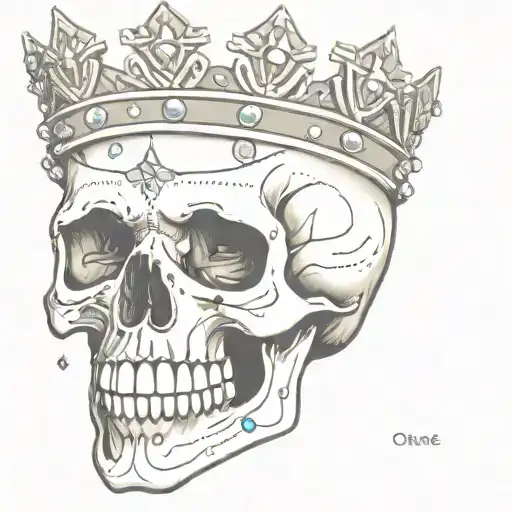 Scary Skull With A Crooked Royal Crown With Lots Of Jewels