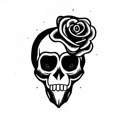Skull With Rose In Mouth