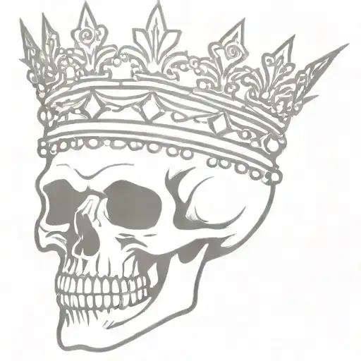 Scary Skull With A Crooked Royal Crown With Lots Of Jewels And Rounded Top