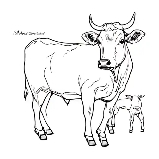 Aubrac Cow With Calfs