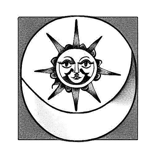 Sun And Moon Inside Hourglass