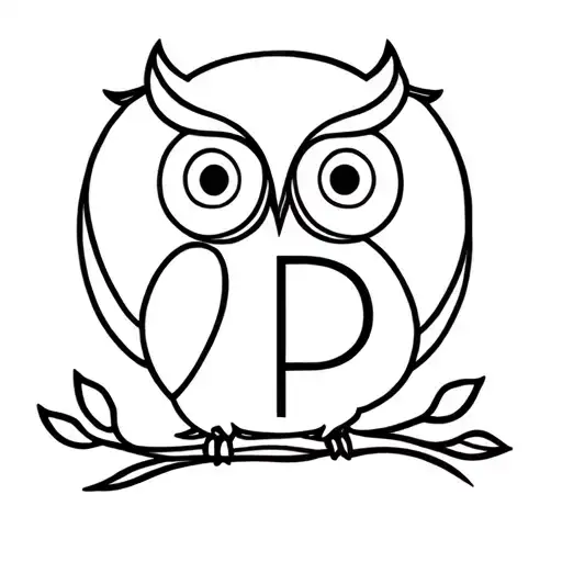 Owl With Letter P Intertwined
