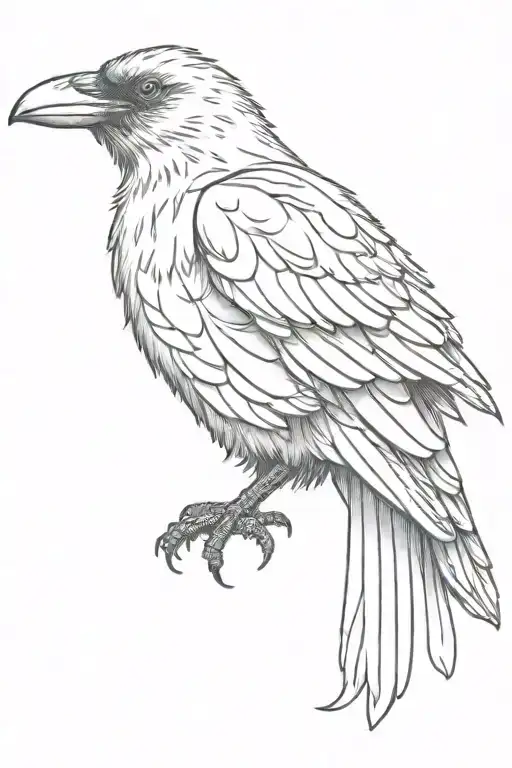 Crow With Folded Wings