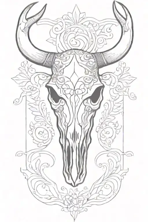 Bull Skull With Paisley Design