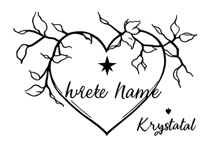 Cherry Tree And Star Heart First Name Krystal