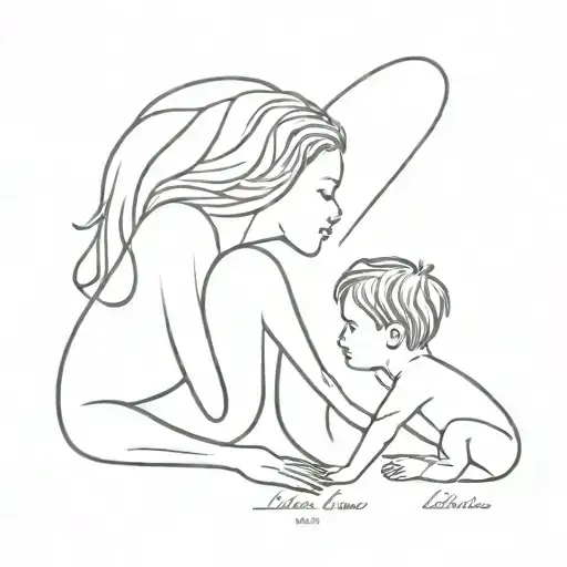 Mother And Son Tattoo With Inspiring Quote