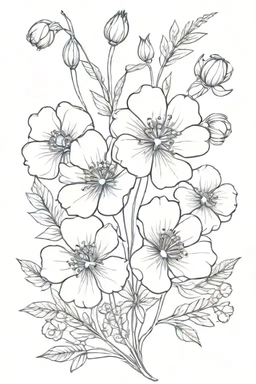 Clover Bouquet Four Leaf Wildflowers Poppy Botanical