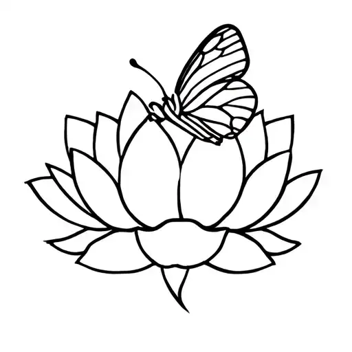 A Butterfly On A Lotus Flower