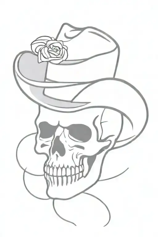Skull With Cowboy Hat Ontop