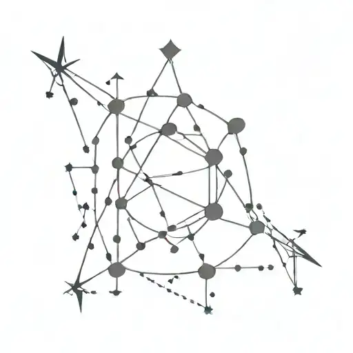 A Gemini Constellation With Crystal Ball And Magical Wands As Stars