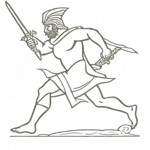 Greek Warrior Wielding A Sword