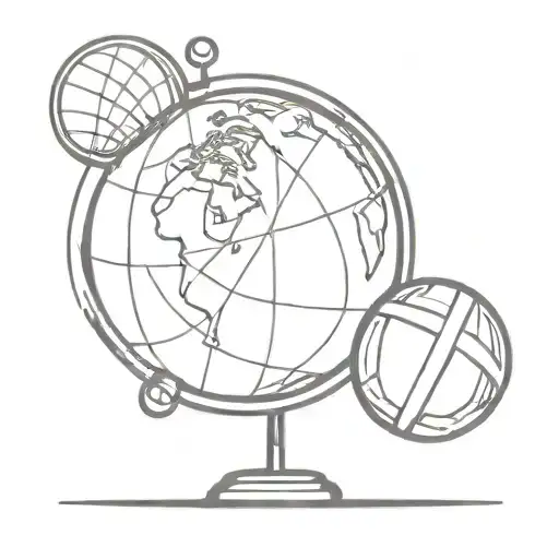 A Minimalist Design Of A Globe Surrounded By Sports Equipment And Travel Symbols