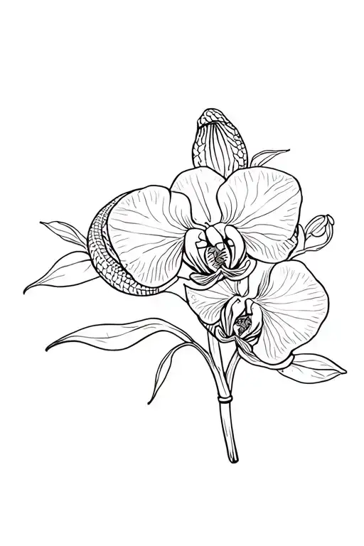 Orchid Surrounded By A Bushviper