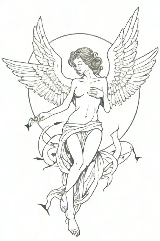 The Fallen Angel With Doves And A Biblical Verse