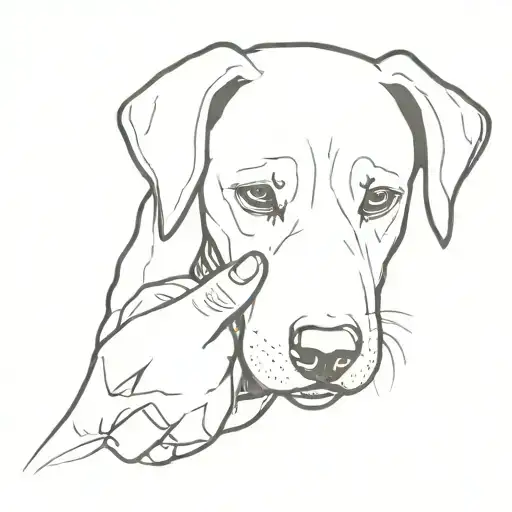 A Lab Dog Holding A Human Hand