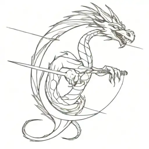 A Dragon With A Sword In Him Body
