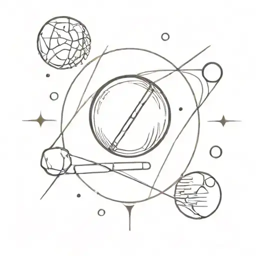 A Minimalist Design Featuring A Crystal Ball And Art Supplies Intertwined