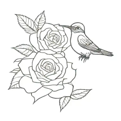 Rose And H Ummingbird