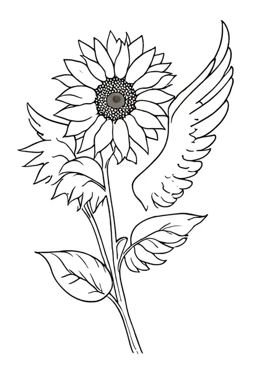 Sunflower With Angel Wings Coming