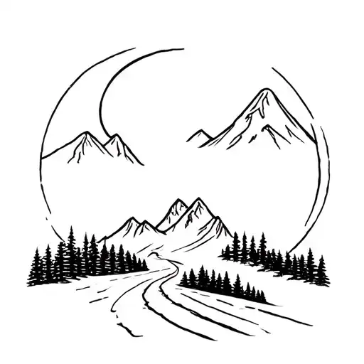 Mountains Forest Road Cat Moon