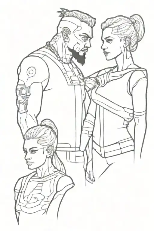 Panmal Palmer And V From Cyberpunk Inspired Tattoo Featuring