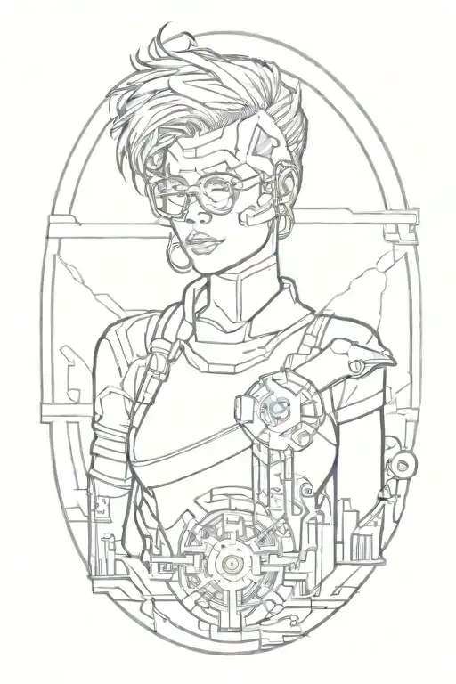 Panam Palmer And V From Cyberpunk Inspired Tattoo Featuring