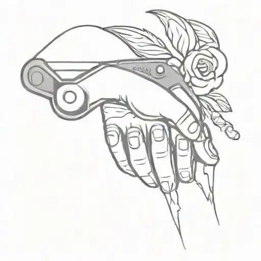 Line Tattoo The Shape Of A Hand Saw Cartoon