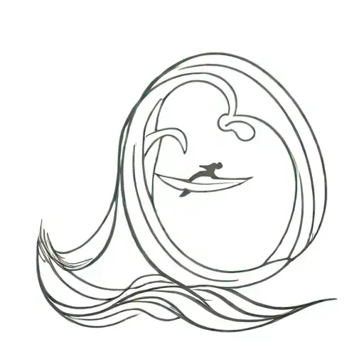 An Abstract Wave Pattern That Incorporates The Silhouette Of You And Your Sister Surfing Together