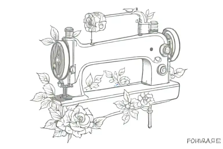 Floral Sewing Machine