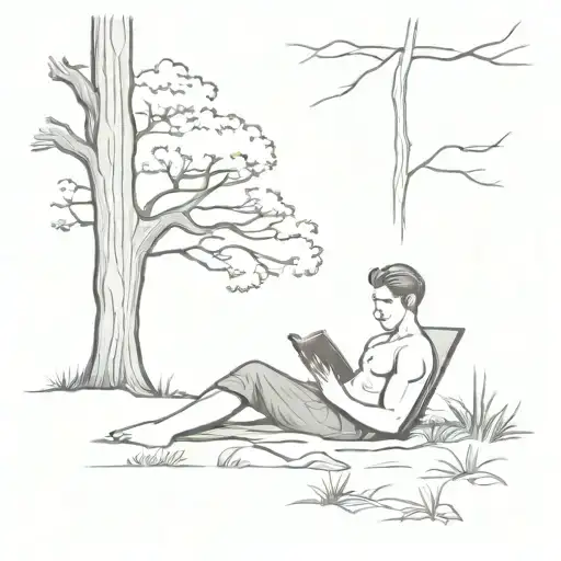 Summer Evening Reading Under A Tree