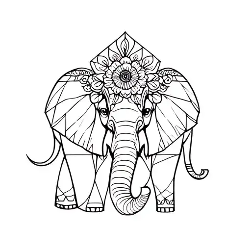 Geometric Floral Elephant