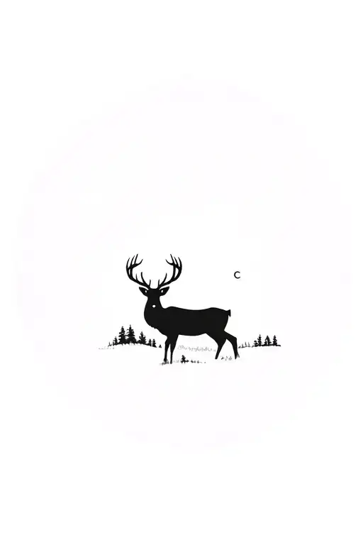 Forest With Deer Silhouette Minimal