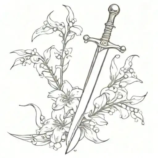 A Sword Entwined With Lilies Of The Valley And Shadows