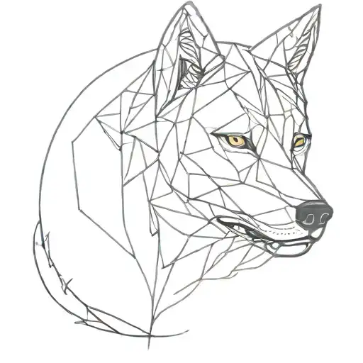 Face Wolf Surrounded By Geometric Forms And Lines