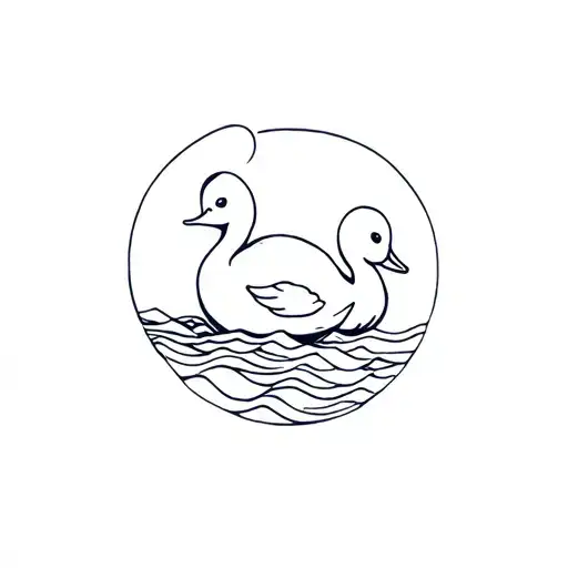Cute Duck And Ocean Waves