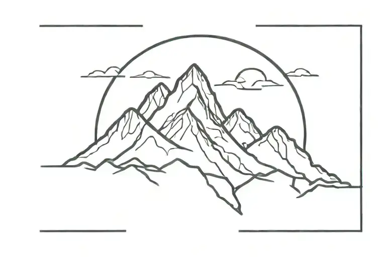 A Minimalist Tattoo Of A Mountain Range Silhouette