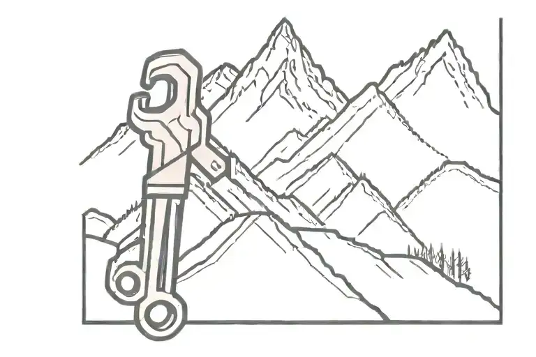 A Mountain Landscape With A Hidden Wrench Incorporated Into The Design