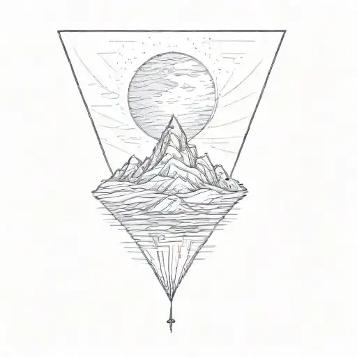 A Mountain With A Moon In The Sky