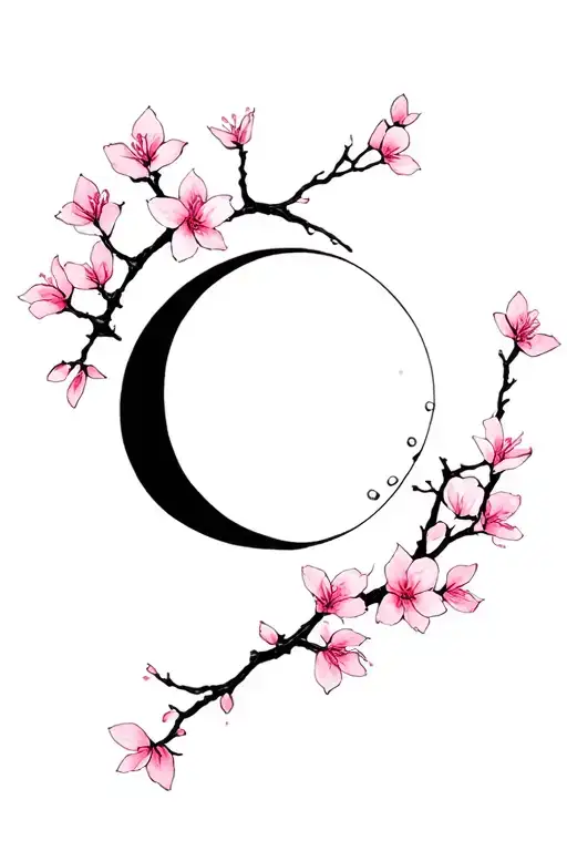 Moon Phases And Cherry Blossoms Wrapped
