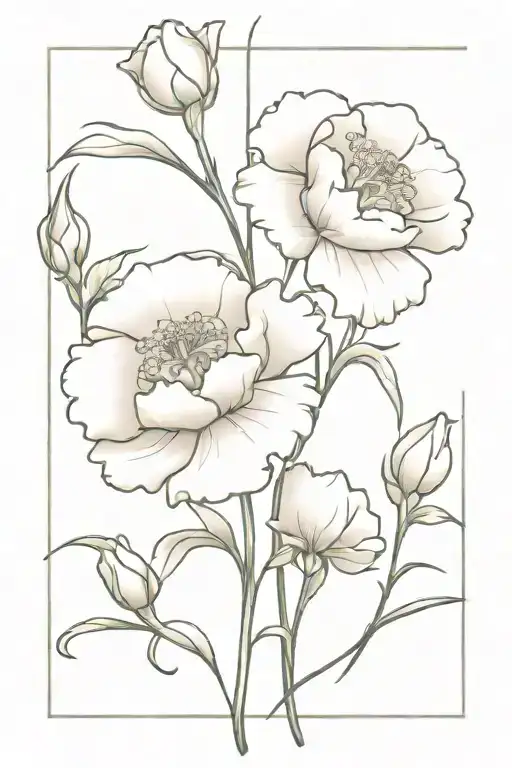 Fine Line Carnations On Vine Wrapping