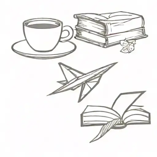 Books With Coffee And Paper Plane