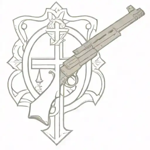 Hungarian Military With Guns Andd With A Cross Made