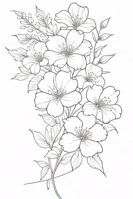 Birth Flower Bouquet Fine Line