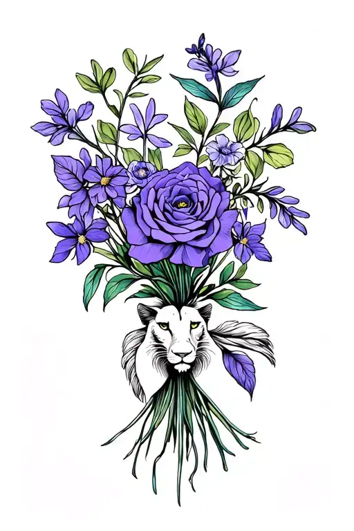 Violet Bouquet With Leo Zodiac Sign