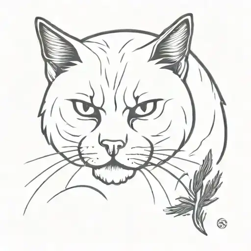 An Angry Cat Surrounded By Fir