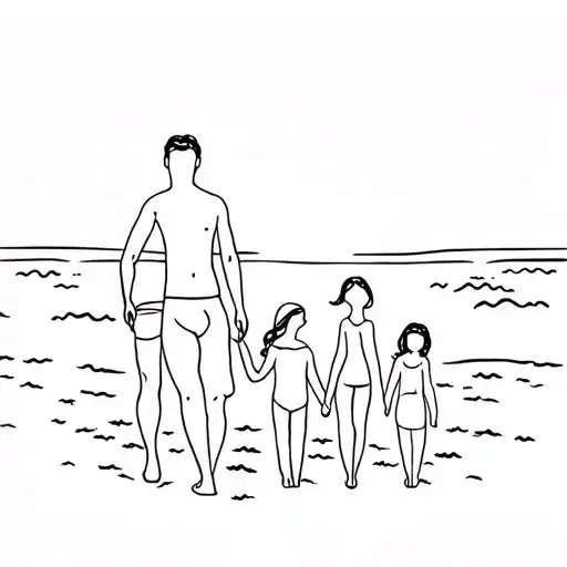 Fine Line Family At Beach Scene