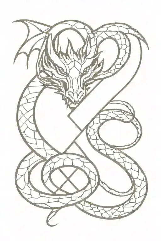 Dragon And Snake Is Fighting Over A Diamond Surrounded