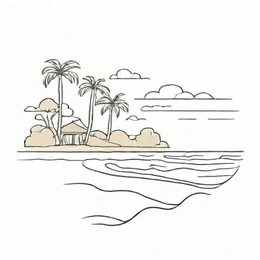 Beach Scene With Simple Lines